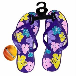 Sole Selection Purple Tropical Floral FLIP FLOPS